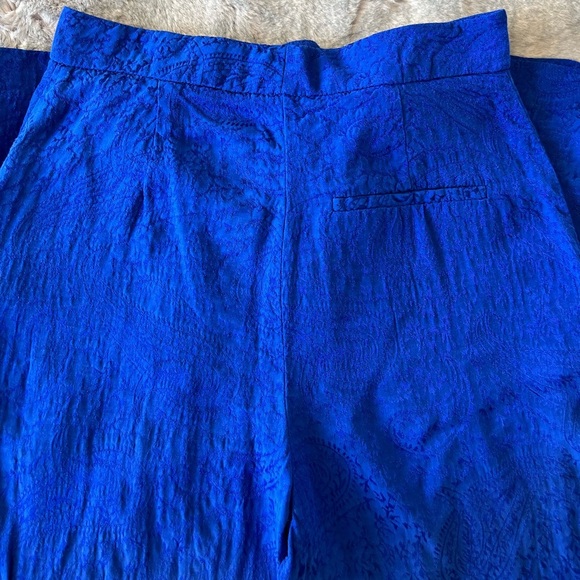 Zara Blue Satin Wide Leg High Waisted Pants - Picture 4 of 10